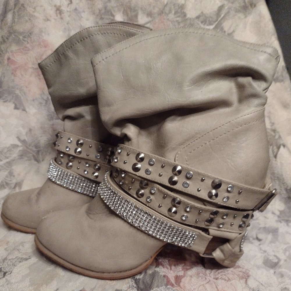BLINGED & STUDDED BELTED BOOTS 10